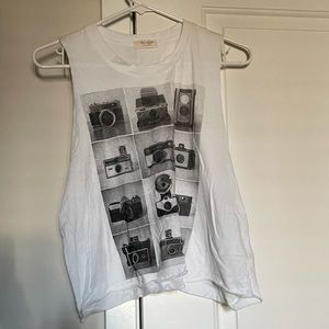 Brandy Melville/John Galt White Camera Muscle Tee